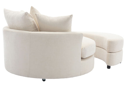 360° Swivel Accent Barrel Chair With Storage Ottoman & 4 Pillows, Modern Leisure Chair Round Accent For Living Room