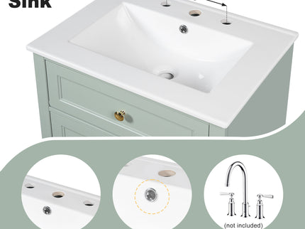 Modern Bathroom Vanity With Sink, 3 Drawers & Cabinet With 2 Tier Door Storage