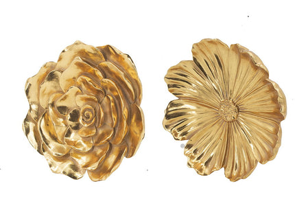 Rose Hanging Resin Wall Accents (Set of 2) - Gold