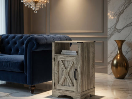 Farmhouse Nightstand, Charging Station & Storage