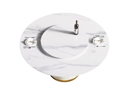 Modern Artificial Stone Round Carbon Steel Base Dining Table Stone Turntable