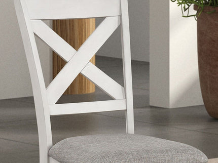 Dining Chairs With Cross Back, Cushion Seat (Set of 2) - White