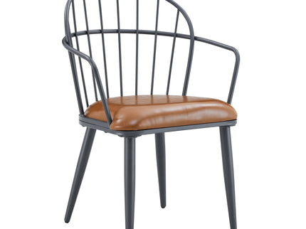Industrial Inspired Upholstered Dining Chair Set With Metal Legs (Set of 2) - Brown