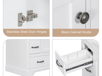 Modern Bathroom Vanity Base Only, 6 Drawer Storage With Adjustable Shelf