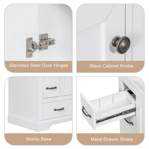 Modern Bathroom Vanity Base Only, 6 Drawer Storage With Adjustable Shelf