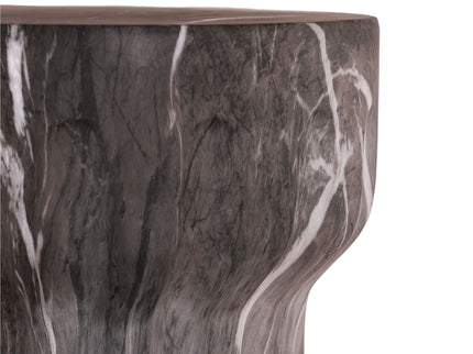 Round Geometric Outdoor End Table - Marble