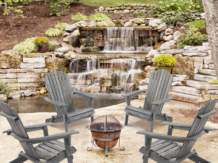 Lounge Patio Chair For Garden Outdoor Wooden Folding Adirondack Chair (Set of 2) Solid Cedar Wood Lounge Patio Chair For Garden