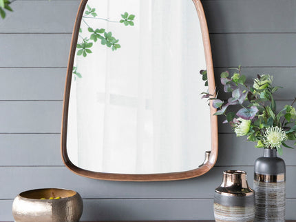 Irrgeular Mirror With Wood Frame, Wall Mirror For Living Room Bathroom Entryway - Brown