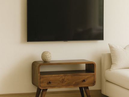 Mini Curved Media Unit - Chestnut