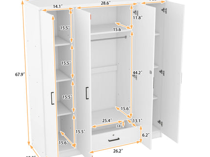 4 Door Wardrobe With 1 Drawer