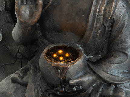 Zen - Outdoor Buddha Waterfall Fountain - Black