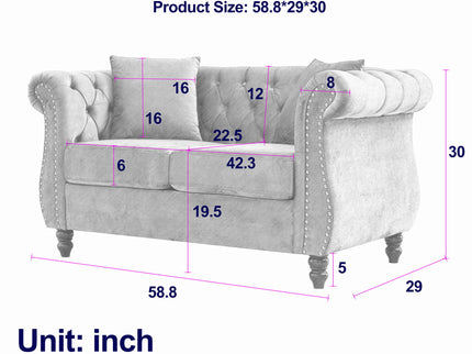 Chesterfield Sofa With Rolled Arms And Nailhead Trim