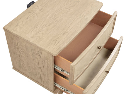 Kimpton - 2 Drawer Nightstand With USB Charging Ports - Beige