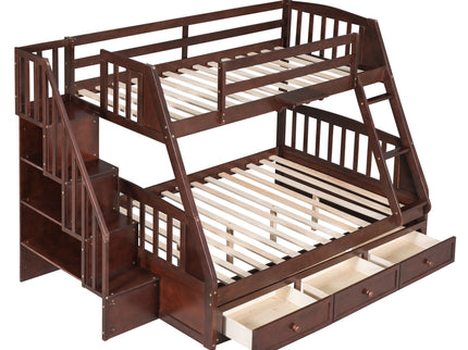 Bunk Bed With Drawers, Ladder And Storage Staircase