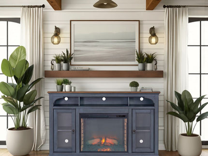 Fireplace TV Stand For TVs Up To 80" - Blue
