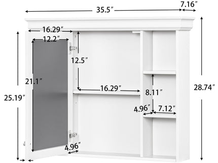 Bathroom Vanity With Medicine Cabinet, Storage Cabinet With 4 Drawers, Adjustable Shelf Mirror