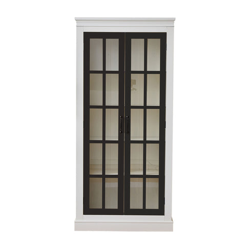 Rustic Style Display Cabinet With Glass Doors For Collectibles