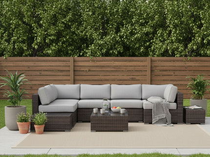 Wicker Sectional Seating Group With Cushions