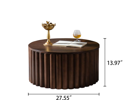 Round Coffee Table With Lift Mechanism For Living Room - Walnut