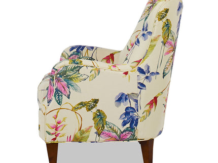 Paradise - Upholstered Arm Chair Floral Printed On Cotton - Off-White
