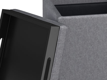 Rockwood - Upholstered Cube Storage Ottoman With Tray