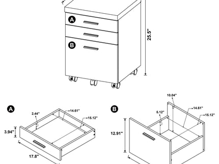 Ulloa - L Shape Desk With Mobile File Cabinet - Cappuccino