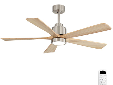 52" Ceiling Fan With Remote Control, Dimmable 3 Color Temperature LED Light, Quiet Reversible DC Motor