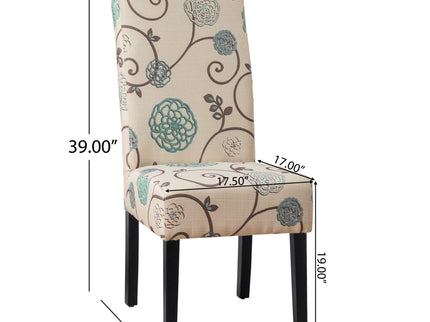 Contemporary Dining Chair Set With Rubberwood Legs - White / Blue