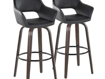 Mustang - Contemporary Fixed Height Barstool With Swivel With Round Footrest (Set of 2)