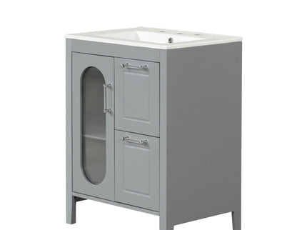 Modern Bathroom Vanity With Sink, Cabinet With 2 Drawers And Door, Adjustable Shelf