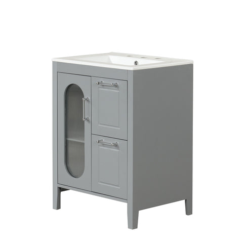 Modern Bathroom Vanity With Sink, Cabinet With 2 Drawers And Door, Adjustable Shelf
