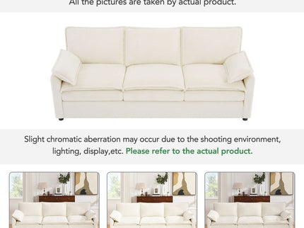 Modern Sofa Set With Double Layer Cushion And Side Storage Pockets