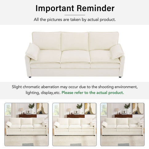 Modern 3 Seater Sofa With Side Storage Pockets For Living Room
