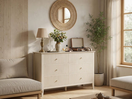 Modern 6 Drawer Fluted Dresser