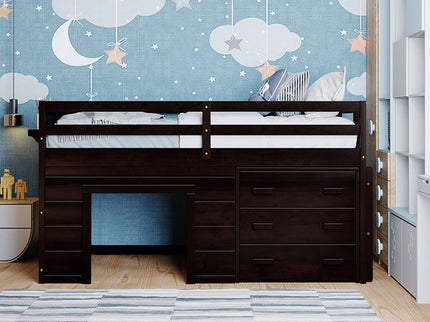 Loft Bed With Cabinet And Shelf
