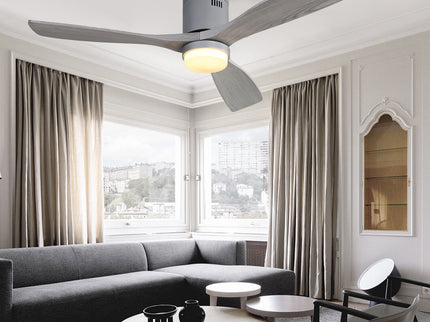 52" Ceiling Fan With LED Light, Reversible DC Motor, Remote Control - Silver