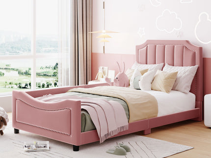 Upholstered Daybed With Classic Stripe Shaped Headboard