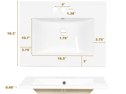 Bathroom Vanity, Modern Bathroom Cabinet With Sink Combo Set, Bathroom Storage Cabinet With A Soft Closing Door And 3 Drawers, Solid Wood Frame