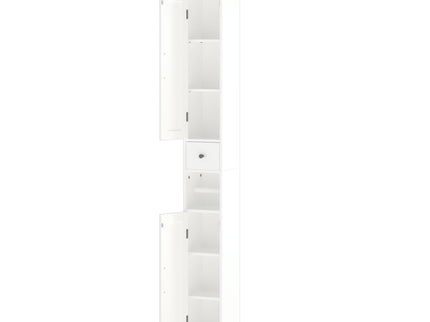Slim Tall Bathroom Storage Cabinet With Adjustable Shelves, 2 Doors Freestanding Cabinet - White