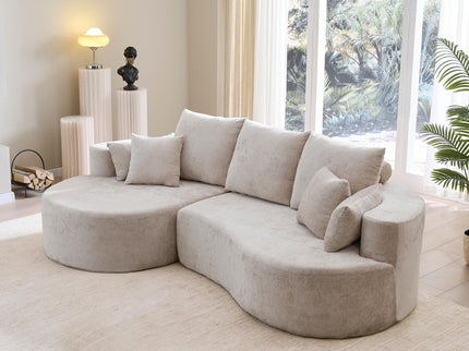 2 Piece Fabric Cloud Curved Sectional Sofa With Chaise For Living Room