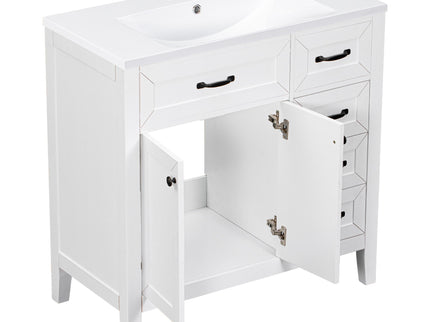 Modern Bathroom Vanity With Sink, Freestanding With Drawers And Doors