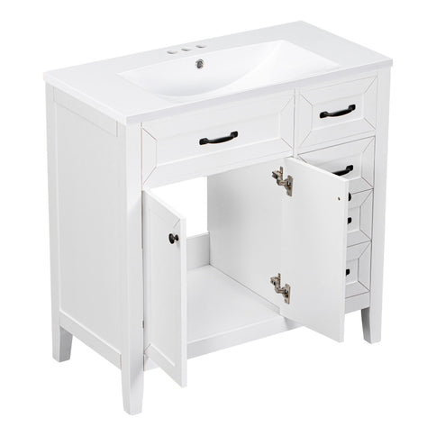 Modern Bathroom Vanity With Sink, Freestanding With Drawers And Doors