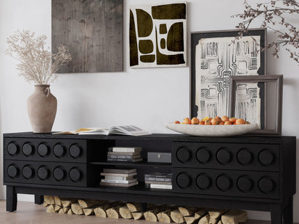 Media Console With 4 Drawers And Cable Management