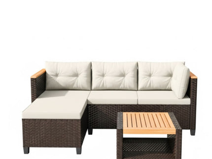 L-Shaped Patio Set With Cushions And Storage Table