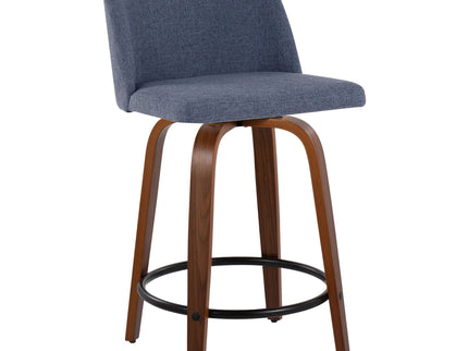 Toriano - Mid Century Modern, Fixed Height Counter Stool & Swivel And Round Footrest (Set of 2)