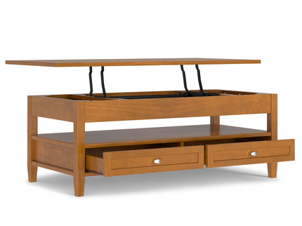 Warm Shaker - Lift Top Coffee Table With Hidden Storage And Lift Top Functionality - Brown