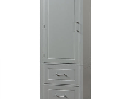 Tall Freestanding Bathroom Storage Cabinet With 2 Drawers And Adjustable Shelf
