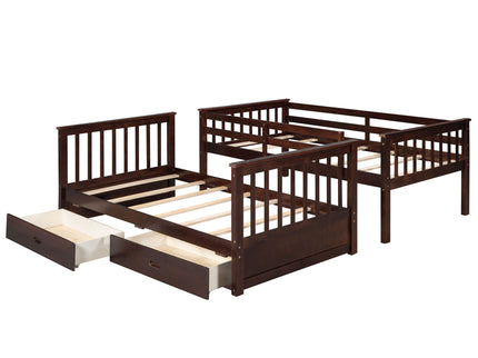 Bunk Bed With Ladders And 2 Storage Drawers