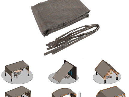 13' X 7.7' Outdoor Pergola Sun Shade Cover Cloth Patio Canopy Hdpe Permeable With Grommets - Brown