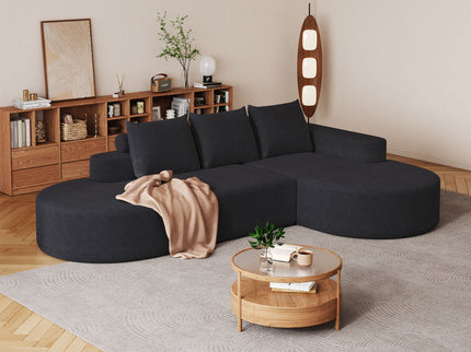 Modern Curved Sofa, L-Shaped Modular Sectional Set With 3 Pillows